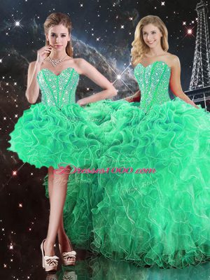 Sumptuous Organza Sleeveless Floor Length Quinceanera Dresses and Beading and Ruffles