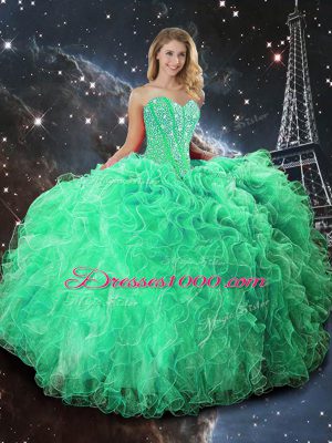 Sumptuous Organza Sleeveless Floor Length Quinceanera Dresses and Beading and Ruffles