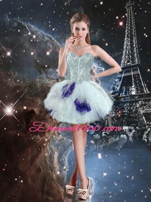 Best Selling Multi-color Lace Up Sweetheart Beading and Ruffled Layers and Sequins Sweet 16 Dress Tulle Sleeveless