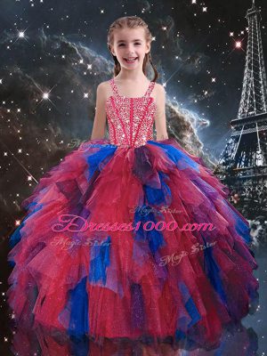 Multi-color Sweetheart Neckline Beading and Ruffled Layers Vestidos de Quinceanera Sleeveless Lace Up