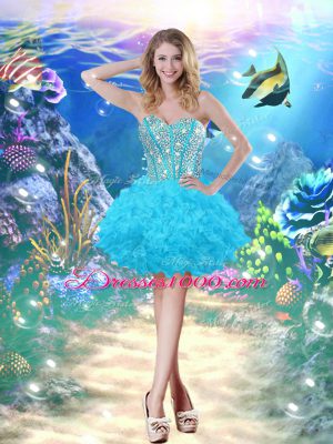 Hot Selling Floor Length Baby Blue Quinceanera Gown Sweetheart Sleeveless Lace Up