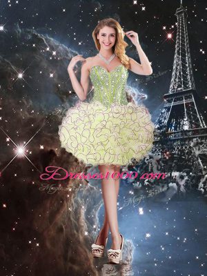 Hot Selling Sleeveless Lace Up Floor Length Beading and Ruffles Quinceanera Gowns
