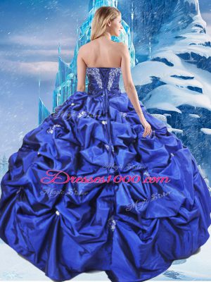 Purple Taffeta Lace Up Sweetheart Sleeveless Floor Length Quince Ball Gowns Beading and Pick Ups