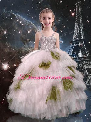 Enchanting Multi-color Sleeveless Floor Length Beading and Ruffled Layers Lace Up Vestidos de Quinceanera