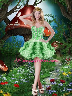 Unique Multi-color Ball Gowns Beading and Ruffles and Ruffled Layers Sweet 16 Dresses Lace Up Organza Sleeveless Floor Length