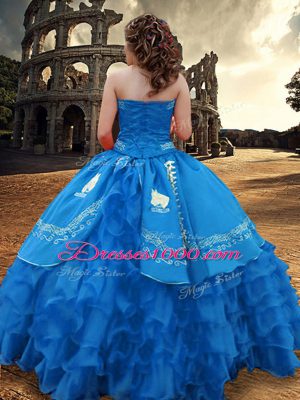 Perfect Strapless Sleeveless Taffeta Sweet 16 Dresses Embroidery and Ruffled Layers Zipper