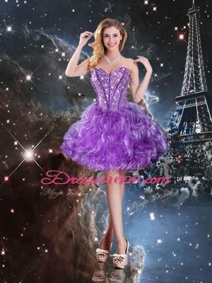 Comfortable Eggplant Purple Sweetheart Neckline Beading Sweet 16 Dress Sleeveless Lace Up