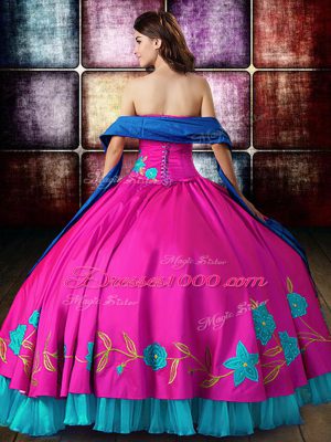 Customized Multi-color Lace Up Vestidos de Quinceanera Embroidery Sleeveless Floor Length