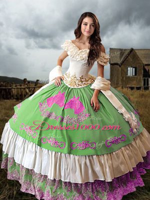 Multi-color Sleeveless Embroidery and Ruffled Layers Floor Length Quinceanera Dresses
