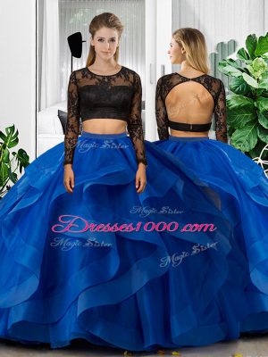 Glamorous Tulle Long Sleeves Floor Length Quinceanera Dresses and Lace and Ruffles
