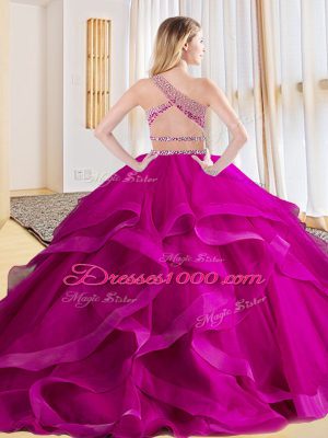 Sleeveless Beading and Ruffles Criss Cross 15th Birthday Dress