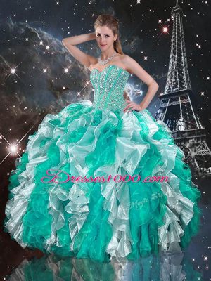 Elegant Multi-color Sleeveless Organza Lace Up Vestidos de Quinceanera for Military Ball and Sweet 16 and Quinceanera