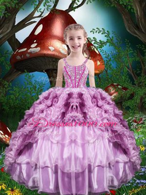 Sweet Organza Sweetheart Sleeveless Lace Up Beading and Ruffles and Ruffled Layers Sweet 16 Quinceanera Dress in Multi-color