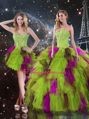Hot Selling Tulle Sleeveless High Low Sweet 16 Dresses and Ruffles
