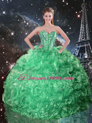 New Arrival Sleeveless Beading and Ruffles Lace Up Quinceanera Dress