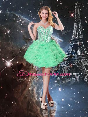 Affordable Apple Green Sleeveless Organza Lace Up Ball Gown Prom Dress for Military Ball and Sweet 16 and Quinceanera