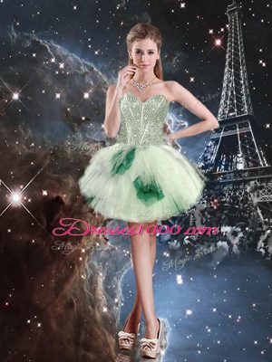 Sweetheart Sleeveless Ball Gown Prom Dress Floor Length Beading and Ruffled Layers and Sequins Multi-color Tulle