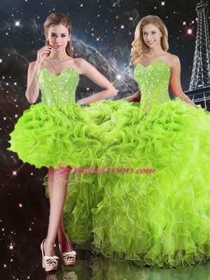 Noble Ball Gowns Sweet 16 Dresses Sweetheart Organza Sleeveless Floor Length Lace Up