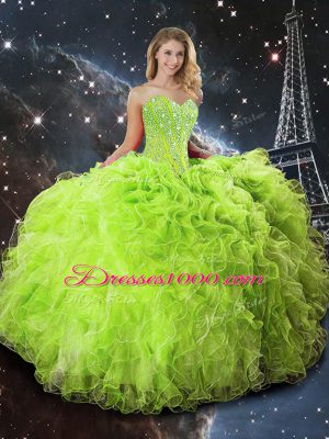 Noble Ball Gowns Sweet 16 Dresses Sweetheart Organza Sleeveless Floor Length Lace Up