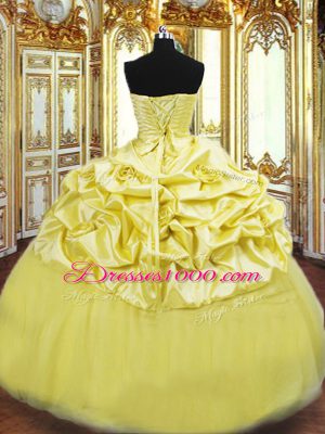 Taffeta Sleeveless Floor Length Sweet 16 Dress and Beading and Pick Ups