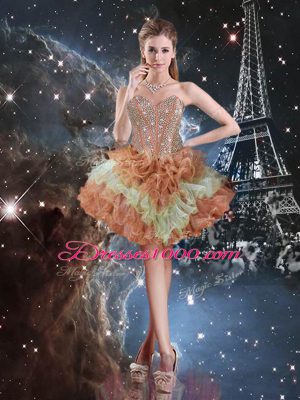 Wonderful Multi-color Sleeveless Organza Lace Up 15 Quinceanera Dress for Military Ball and Sweet 16 and Quinceanera
