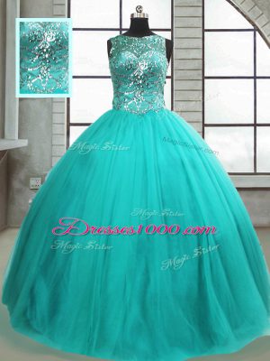 Sleeveless Lace Up Floor Length Beading Sweet 16 Dress