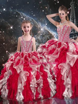 Affordable Ball Gowns Quince Ball Gowns Multi-color Sweetheart Organza Sleeveless Floor Length Lace Up