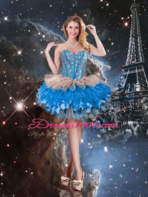 Sleeveless Lace Up Floor Length Beading and Ruffles and Ruffled Layers Sweet 16 Dresses