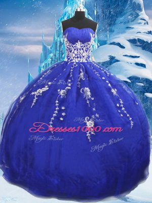 Floor Length Ball Gowns Sleeveless Blue Sweet 16 Dress Lace Up