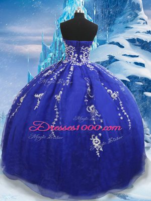 Floor Length Ball Gowns Sleeveless Blue Sweet 16 Dress Lace Up