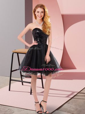 Gorgeous Mini Length Black Evening Dress Sweetheart Sleeveless Zipper