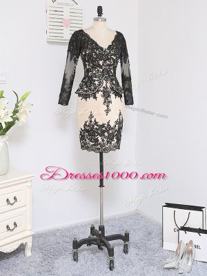 Simple V-neck Long Sleeves Lace Mother of the Bride Dress Lace and Appliques Zipper