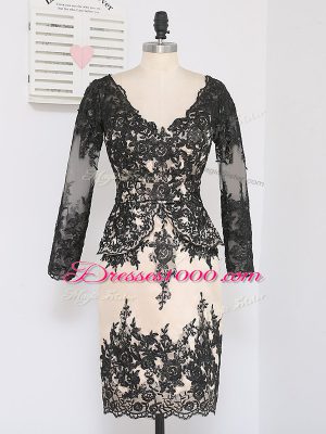 Simple V-neck Long Sleeves Lace Mother of the Bride Dress Lace and Appliques Zipper