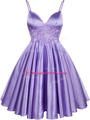 Beauteous Lilac Spaghetti Straps Lace Up Lace Quinceanera Court Dresses Sleeveless