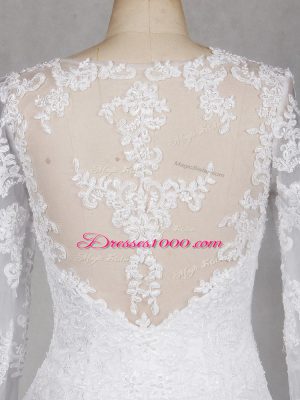 Enchanting Long Sleeves Brush Train Side Zipper Lace Bridal Gown