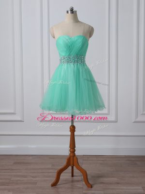Free and Easy Apple Green Sleeveless Organza Lace Up Homecoming Gowns for Prom and Party and Sweet 16