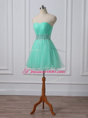 Free and Easy Apple Green Sleeveless Organza Lace Up Homecoming Gowns for Prom and Party and Sweet 16