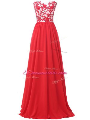 Fitting Red Chiffon Lace Up Sweetheart Sleeveless Homecoming Party Dress Lace and Appliques