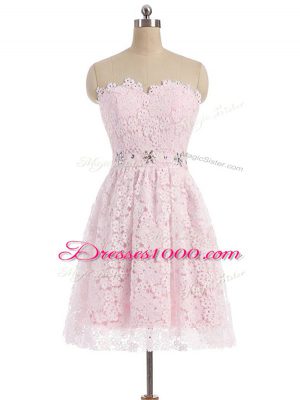 Low Price Pink Sleeveless Lace Zipper Prom Dresses for Prom and Party and Sweet 16