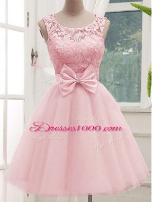 Best Selling Scoop Sleeveless Tulle Quinceanera Court Dresses Lace and Bowknot Lace Up