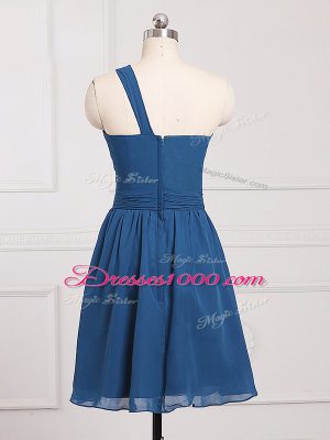 Ruching Wedding Party Dress Blue Zipper Sleeveless Mini Length