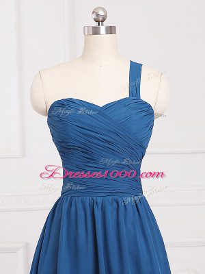 Ruching Wedding Party Dress Blue Zipper Sleeveless Mini Length