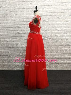 Vintage Sleeveless Backless Floor Length Beading