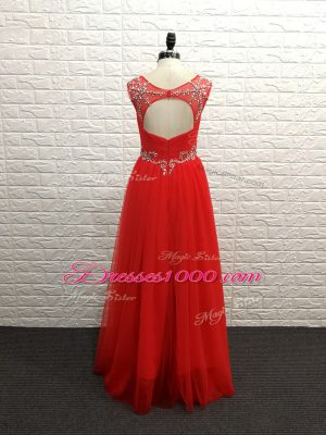 Vintage Sleeveless Backless Floor Length Beading