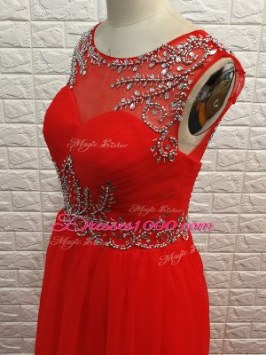 Vintage Sleeveless Backless Floor Length Beading