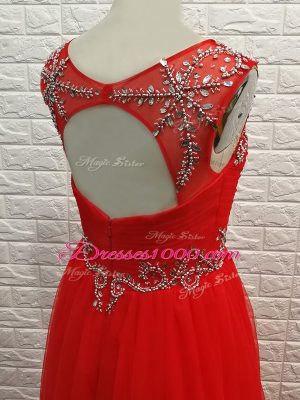 Vintage Sleeveless Backless Floor Length Beading