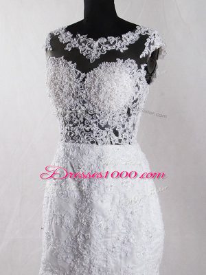 Custom Fit Tulle Sleeveless Wedding Dresses Court Train and Lace