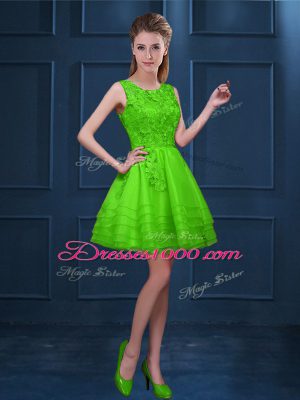 Scoop Sleeveless Damas Dress Knee Length Lace and Ruffled Layers Tulle