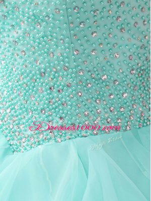 Apple Green Lace Up Quinceanera Dresses Beading and Ruffles Sleeveless Floor Length