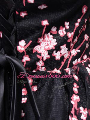 Knee Length Black Homecoming Dress Off The Shoulder Sleeveless Lace Up